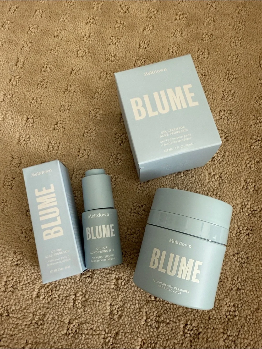 Blume Meltdown Acne Oil & Gel Cream Bundle New